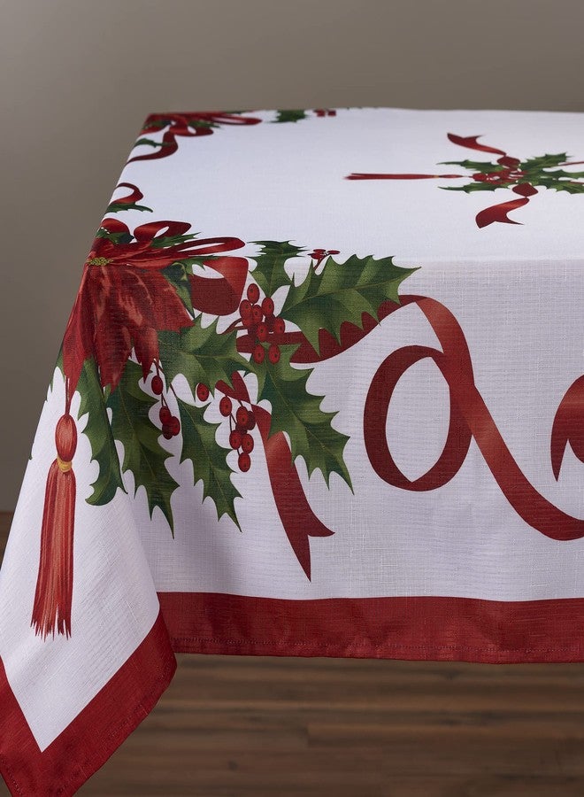 Kadut Christmas Ribbon Tablecloth (60 x 102 Inch) for 6 Foot Rectangle Tables, Heavy Duty Fabric, Stain Proof Xmas Ribbon Table Cloth for Harvest, Holiday, and Fall, & Christmas Dinner. - Image 2
